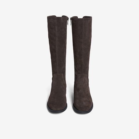 百思图2025冬季新款骑士靴时尚潮流街头粗跟女长靴AX211DG5