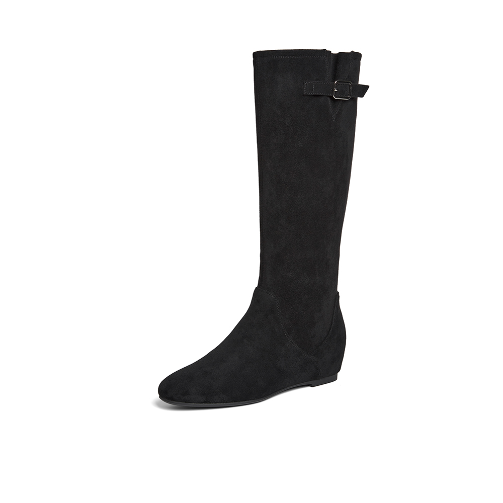 百思图2025冬季新款西部靴时尚简约复古潮流女长靴F2101DC5