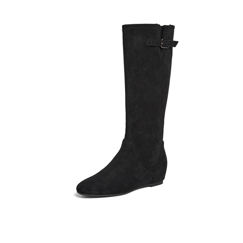 百思图2025冬季新款西部靴时尚简约复古潮流女长靴F2101DC5