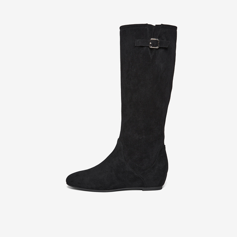 百思图2025冬季新款西部靴时尚简约复古潮流女长靴F2101DC5