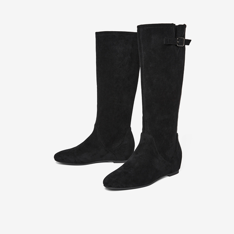 百思图2025冬季新款西部靴时尚简约复古潮流女长靴F2101DC5