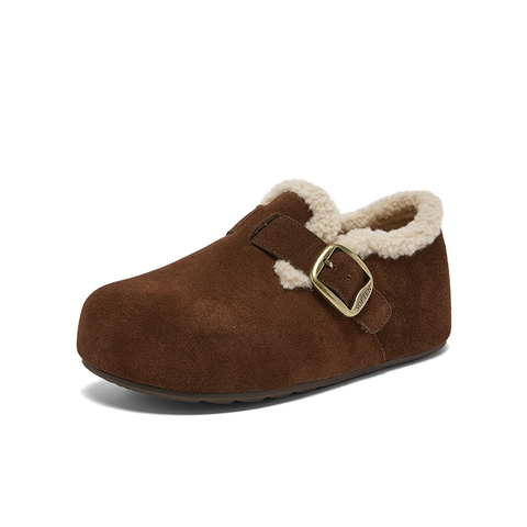 百思图2025冬季新款勃肯鞋时尚潮流复古加绒保暖女单鞋B3047DM5