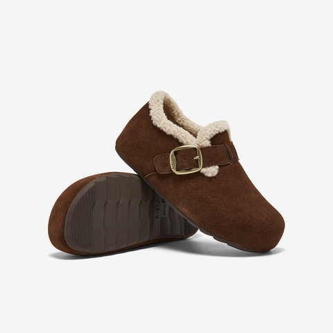 百思图2025冬季新款勃肯鞋时尚潮流复古加绒保暖女单鞋B3047DM5