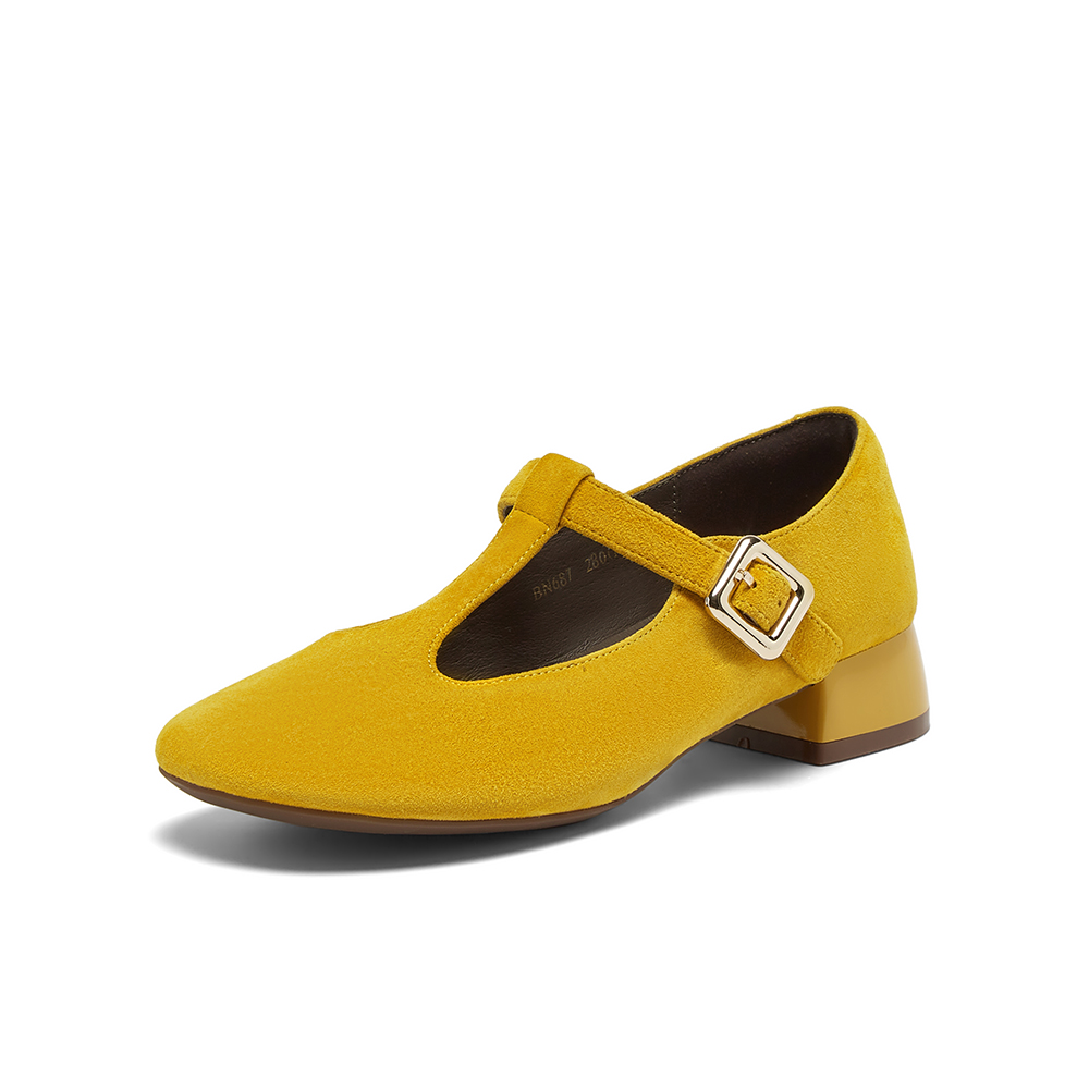 百思图2025秋季新款玛丽珍鞋简约时尚通勤浅口女单鞋BN687CA5