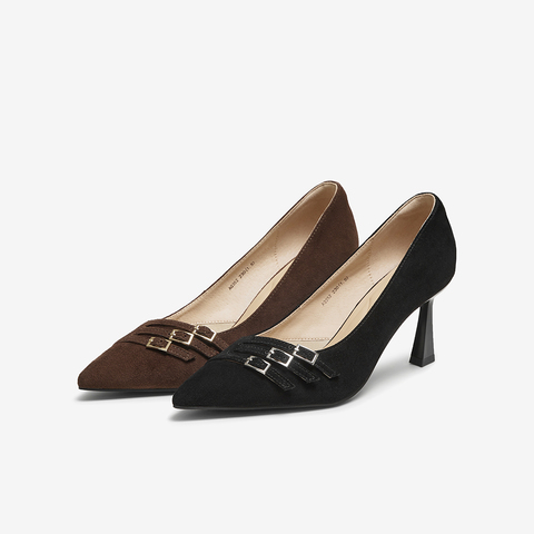 百思图2025秋季新款浅口单鞋时尚简约通勤细高跟尖头女鞋AQ352CQ5