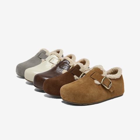 百思图2025冬季新款勃肯鞋时尚潮流复古加绒保暖女单鞋B3047DM5