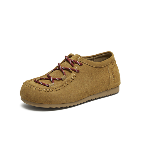 百思图2025秋季新款袋鼠鞋时尚简约休闲通勤女单鞋UWK02CM5