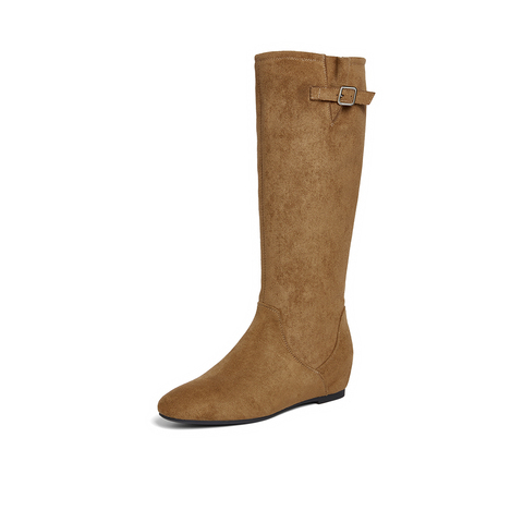 百思图2025冬季新款西部靴时尚简约复古潮流女长靴F2101DC5