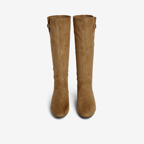 百思图2025冬季新款西部靴时尚简约复古潮流女长靴F2101DC5