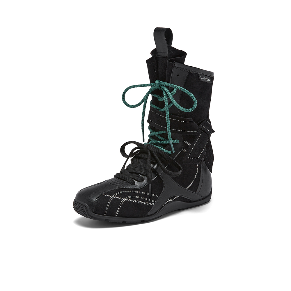 百思图2025冬季新款休闲靴时尚潮流运动女中靴A9101DZ5