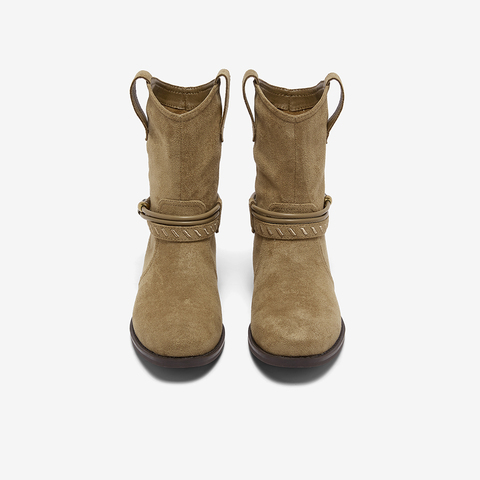 百思图2025冬季新款西部靴时髦复古街头潮流女短靴W5861DD5