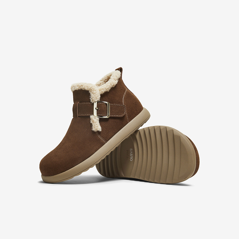 百思图2025冬季新款毛毛鞋棉鞋时尚户外休闲女短靴D3397DD5