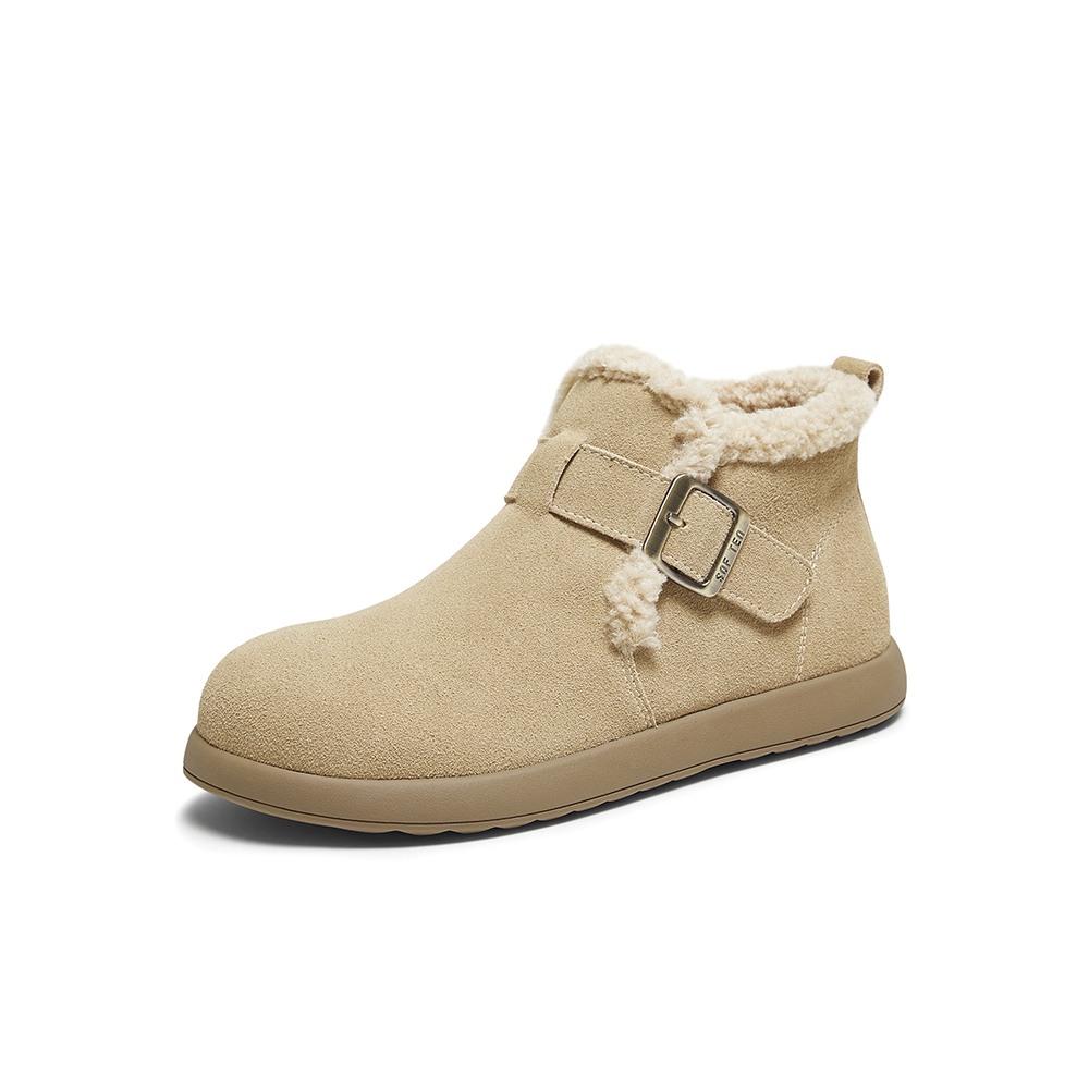 百思图2025冬季新款毛毛鞋棉鞋时尚户外休闲女短靴D3397DD5