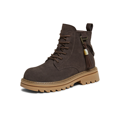 百思图2025冬季新款商场同款马丁靴时髦复古工装女短靴V1191DD5