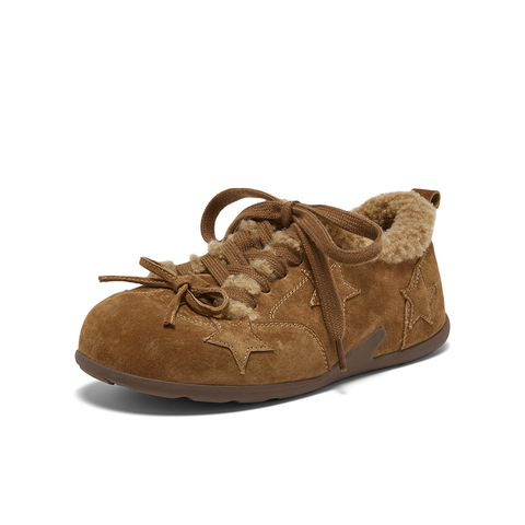 百思图2025冬季新款德训鞋时尚复古休闲运动加绒女鞋A2507DM5