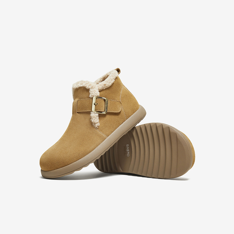 百思图2025冬季新款毛毛鞋棉鞋时尚户外休闲女短靴D3397DD5