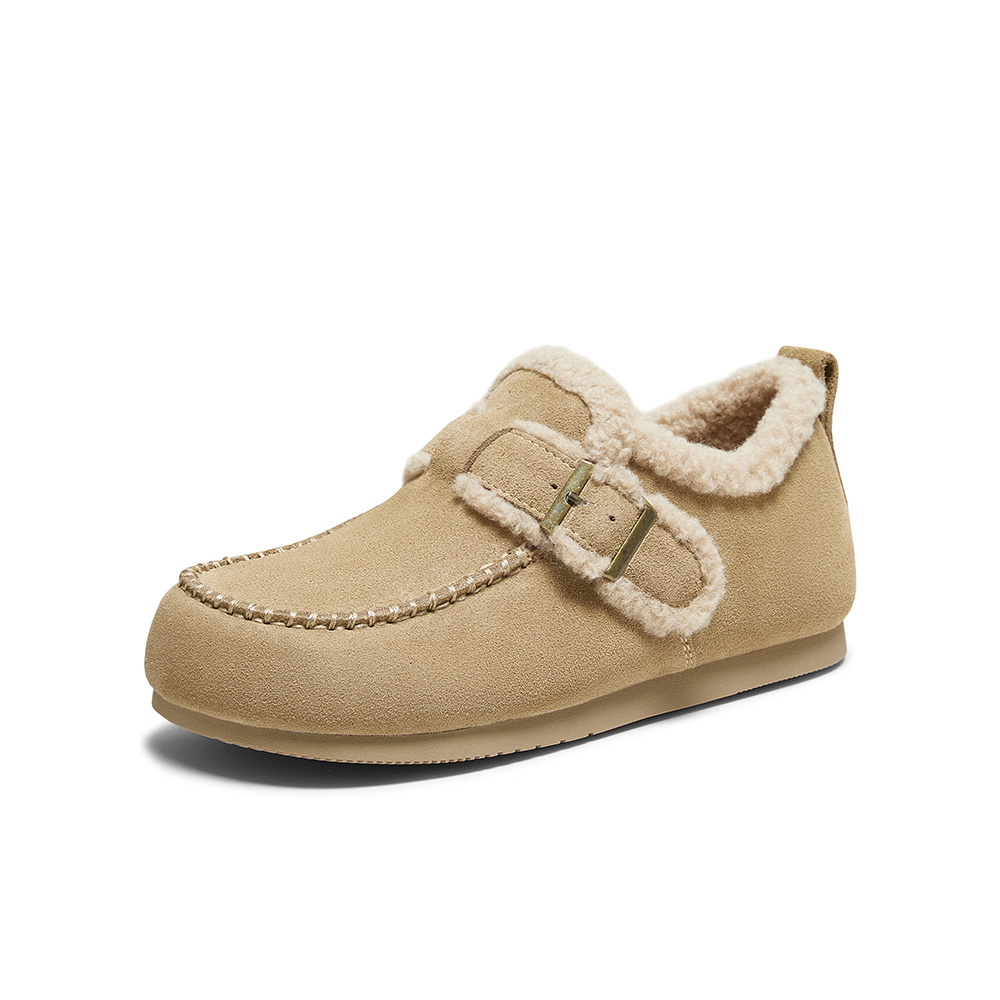 百思图2025冬季新款商场同款勃肯鞋时尚休闲加绒女单鞋L7728DM5