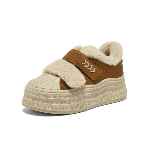 百思图2025冬季新款商场同款毛毛鞋棉鞋时尚运动女休闲鞋E1911DM5