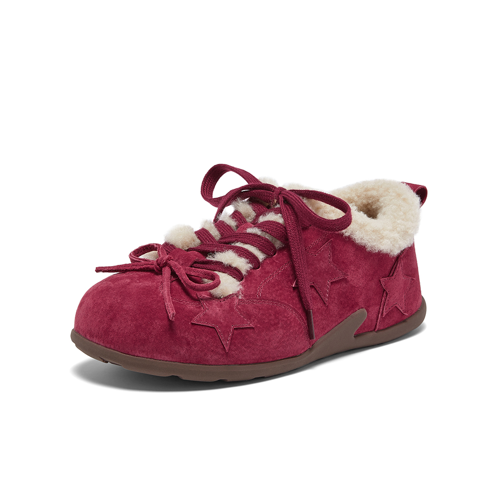 百思图2025冬季新款德训鞋时尚复古休闲运动加绒女鞋A2507DM5