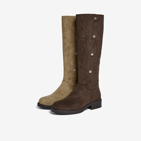 百思图2025冬季新款西部靴时尚复古潮流通勤女长靴UXM03DG5