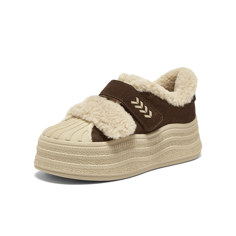 百思图2025冬季新款商场同款毛毛鞋棉鞋时尚运动女休闲鞋E1911DM5