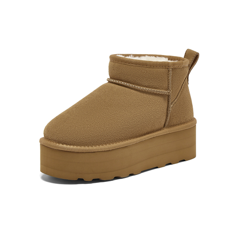 百思图2025冬季新款雪地靴时尚简约户外休闲女短靴N8095DD5