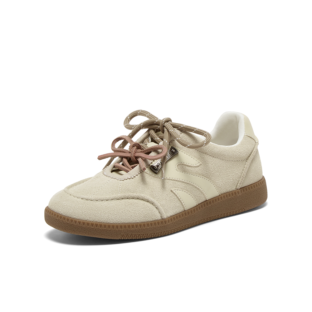 百思图2025秋季新款德训鞋时尚复古街头运动女休闲鞋UEZ14CM5