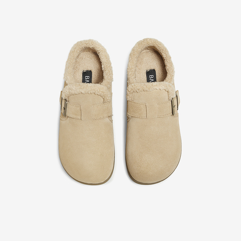 百思图2025冬季新款商场同款勃肯鞋时尚休闲加绒女单鞋D3565DM5