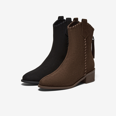 百思图2025冬季新款商场同款时装靴时尚潮流粗跟女中靴F3015DZ5