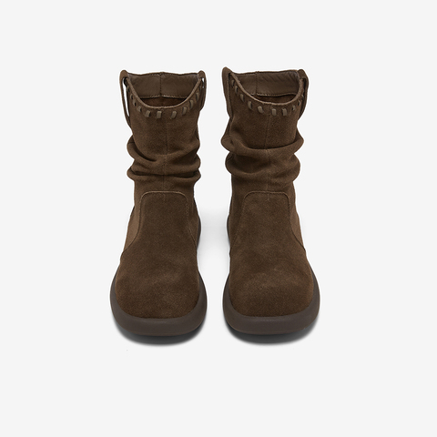 百思图2025冬季新款商场同款西部堆堆靴时尚复古女中靴D3780DZ5