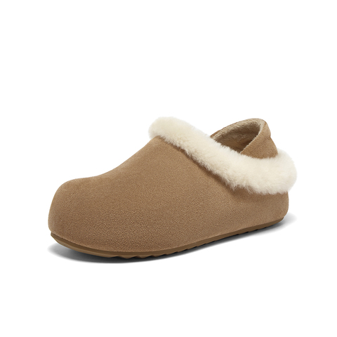 百思图2025冬季新款勃肯鞋时尚户外休闲加绒女单鞋W6709DM5