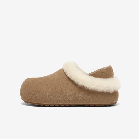 百思图2025冬季新款勃肯鞋时尚户外休闲加绒女单鞋W6709DM5