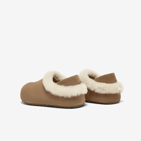 百思图2025冬季新款勃肯鞋时尚户外休闲加绒女单鞋W6709DM5