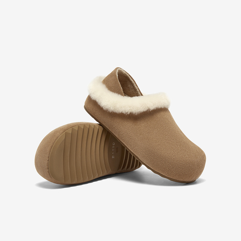 百思图2025冬季新款勃肯鞋时尚户外休闲加绒女单鞋W6709DM5