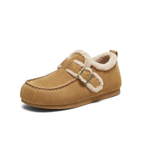 百思图2025冬季新款商场同款勃肯鞋时尚休闲加绒女单鞋L7728DM5