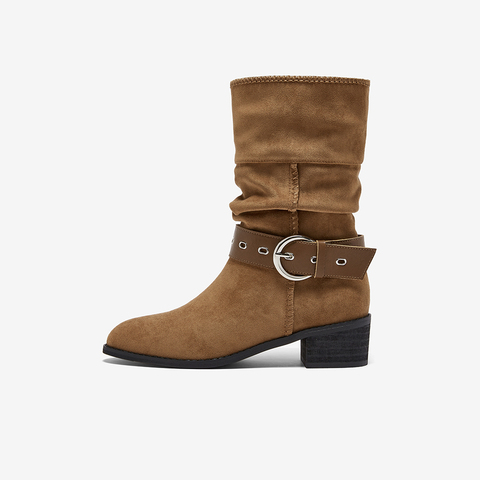 百思图2025冬季新款商场同款西部靴时尚复古潮流女长靴F5312DS5