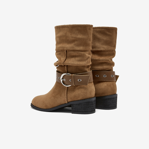 百思图2025冬季新款商场同款西部靴时尚复古潮流女长靴F5312DS5