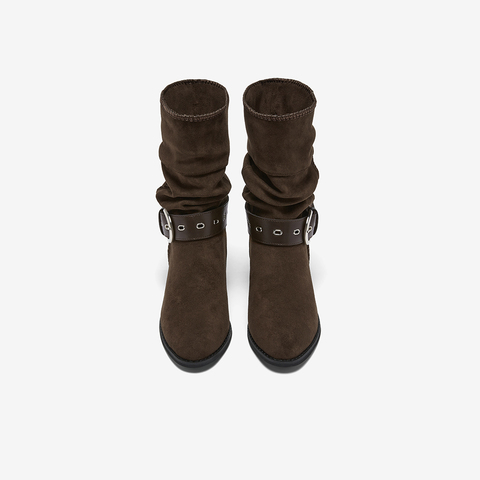 百思图2025冬季新款商场同款西部靴时尚复古潮流女长靴F5312DS5