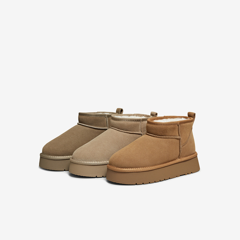 百思图2025冬季新款雪地靴时尚简约户外休闲女短靴N8106DD5