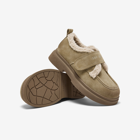 百思图2025冬季新款毛毛鞋棉鞋时尚户外粗跟女休闲鞋BV511DM5