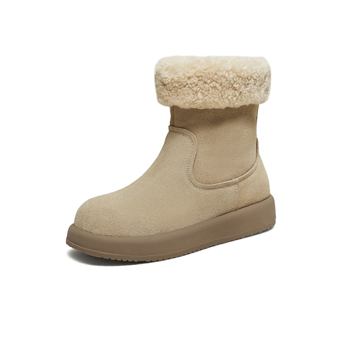 百思图2025冬季新款雪地靴时尚潮流户外休闲运动女短靴W9319DD5