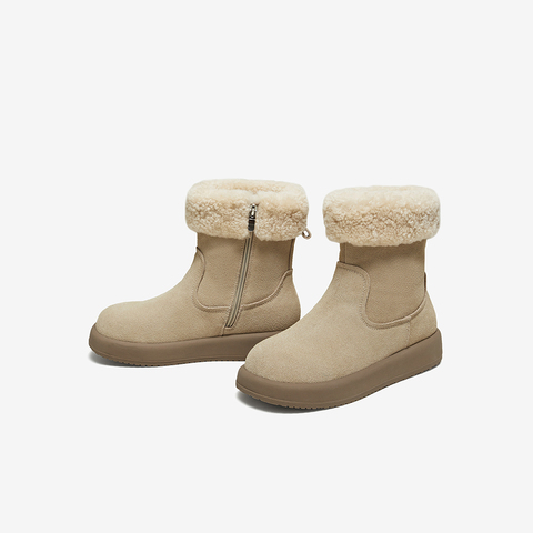 百思图2025冬季新款雪地靴时尚潮流户外休闲运动女短靴W9319DD5