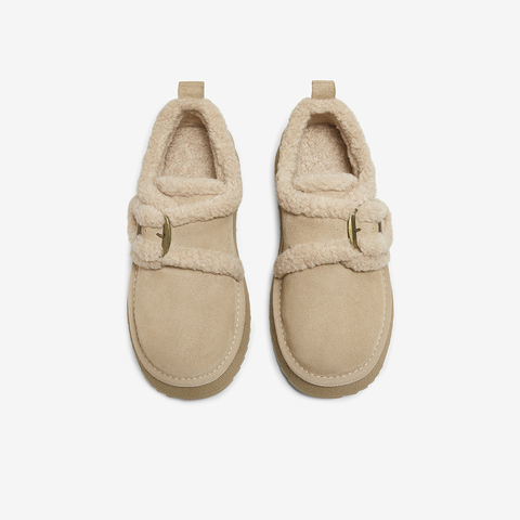 百思图2025冬季新款商场同款毛毛鞋棉鞋加绒女休闲鞋L0028DM5