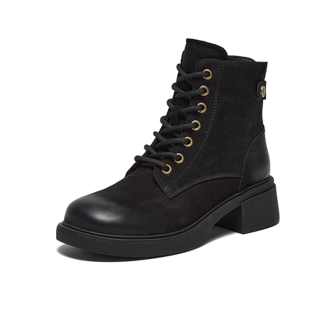 百思图2025冬季新款商场同款马丁靴时尚潮流街头女短靴UWQ01DD5