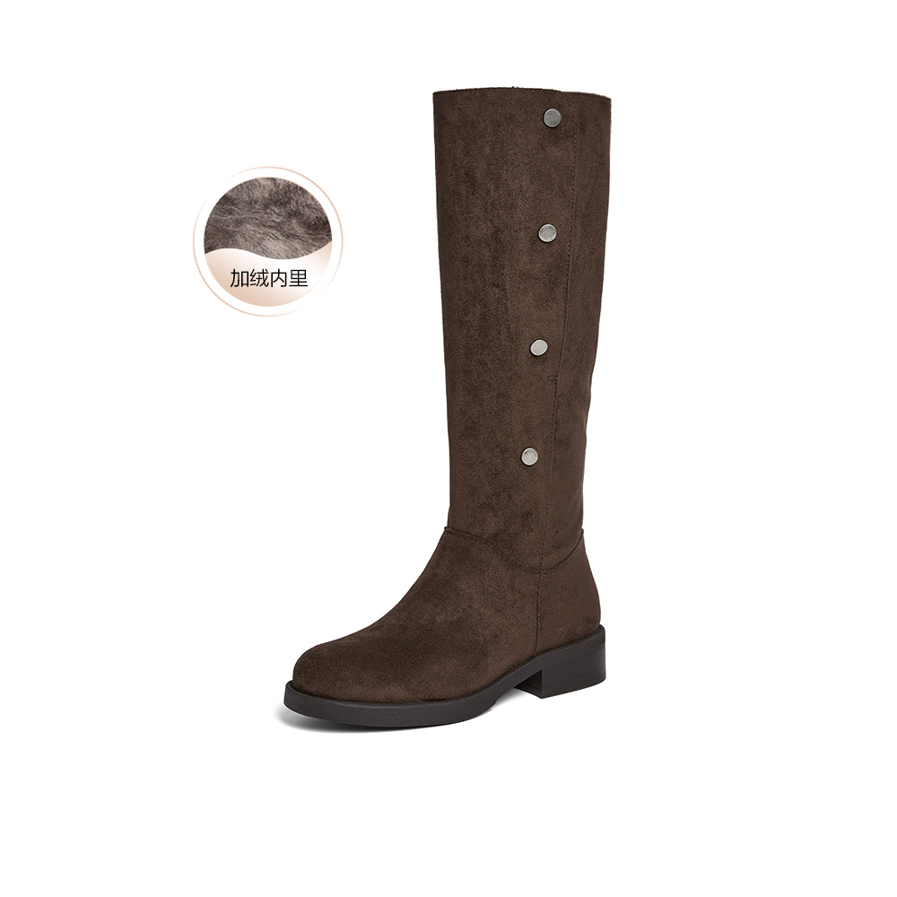 百思图2025冬季新款西部靴时尚复古潮流通勤女长靴UXM03DG5