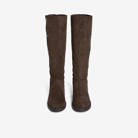 百思图2025冬季新款西部靴时尚复古潮流通勤女长靴UXM03DG5