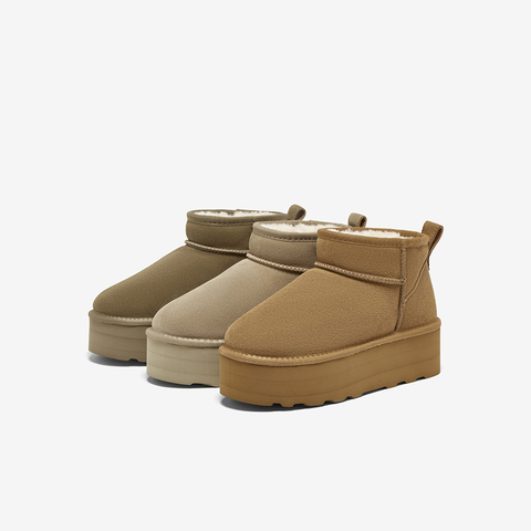 百思图2025冬季新款雪地靴时尚简约户外休闲女短靴N8095DD5