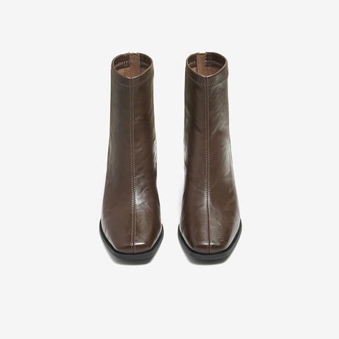 百思图2025冬季新款商场同款时装靴时尚通勤粗跟女短靴F5217DD5