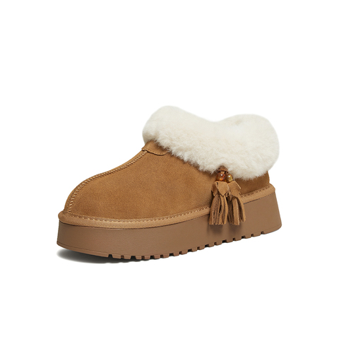 百思图2025冬季新款雪地靴时尚潮流加绒保暖女短靴W0728DD5