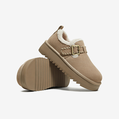 百思图2025冬季新款毛毛鞋时尚休闲加绒厚底女鞋N8079DM5